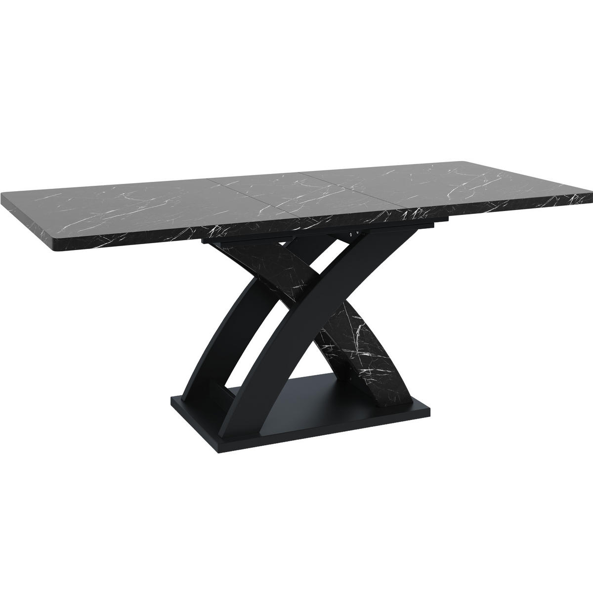 ESSTISCH 120-160/80/75 cm ausziehbar mit X-Gestell und verstellbaren Füßen, Schwarz - Schwarz, Holzwerkstoff (120/80/75cm) - Redom