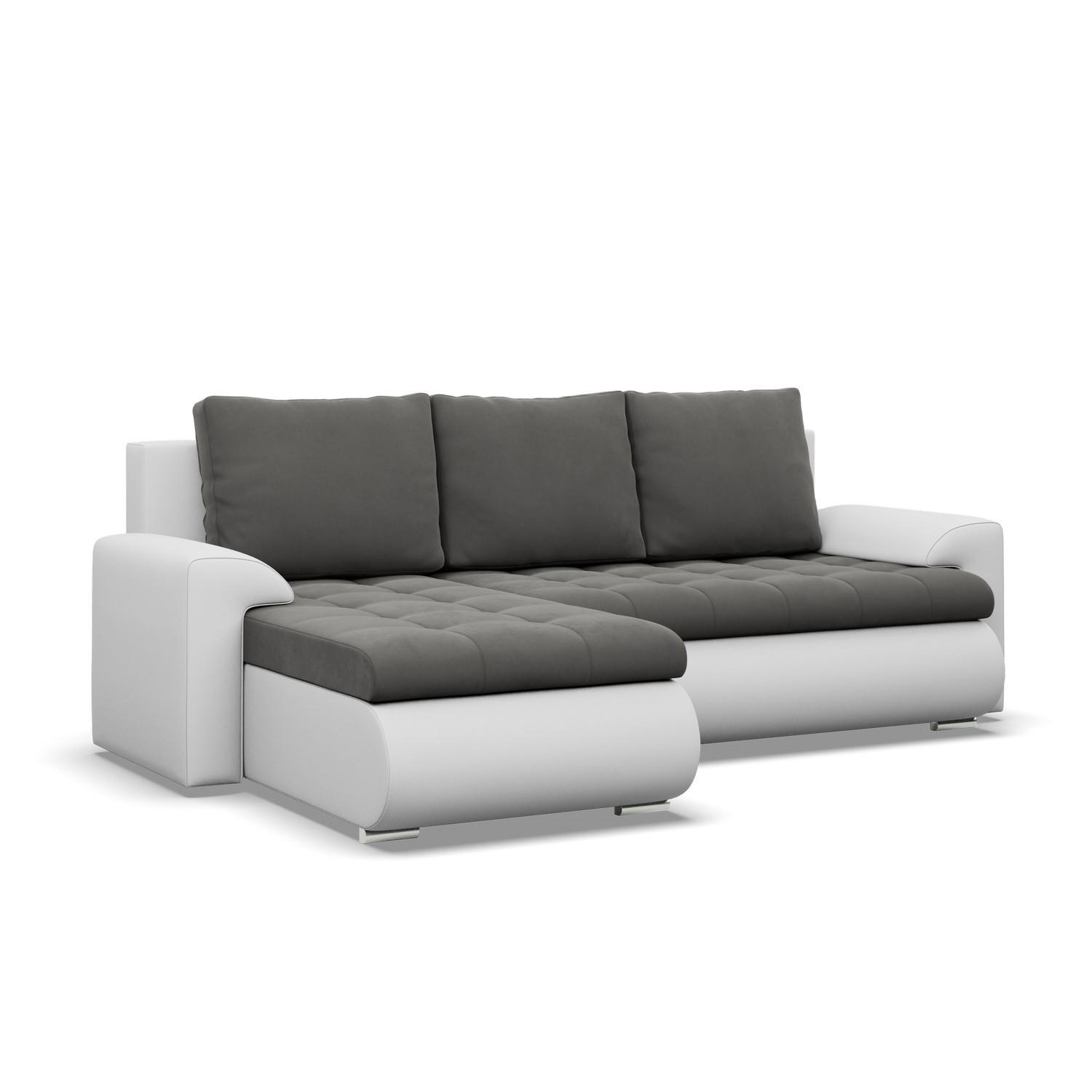 ECKSOFA LINKS MIT SCHLAFFUNKTION FORESTA, Dunkelgrau + Grau - Dunkelgrau/Hellgrau, Textil (230/159cm) - Mebligo