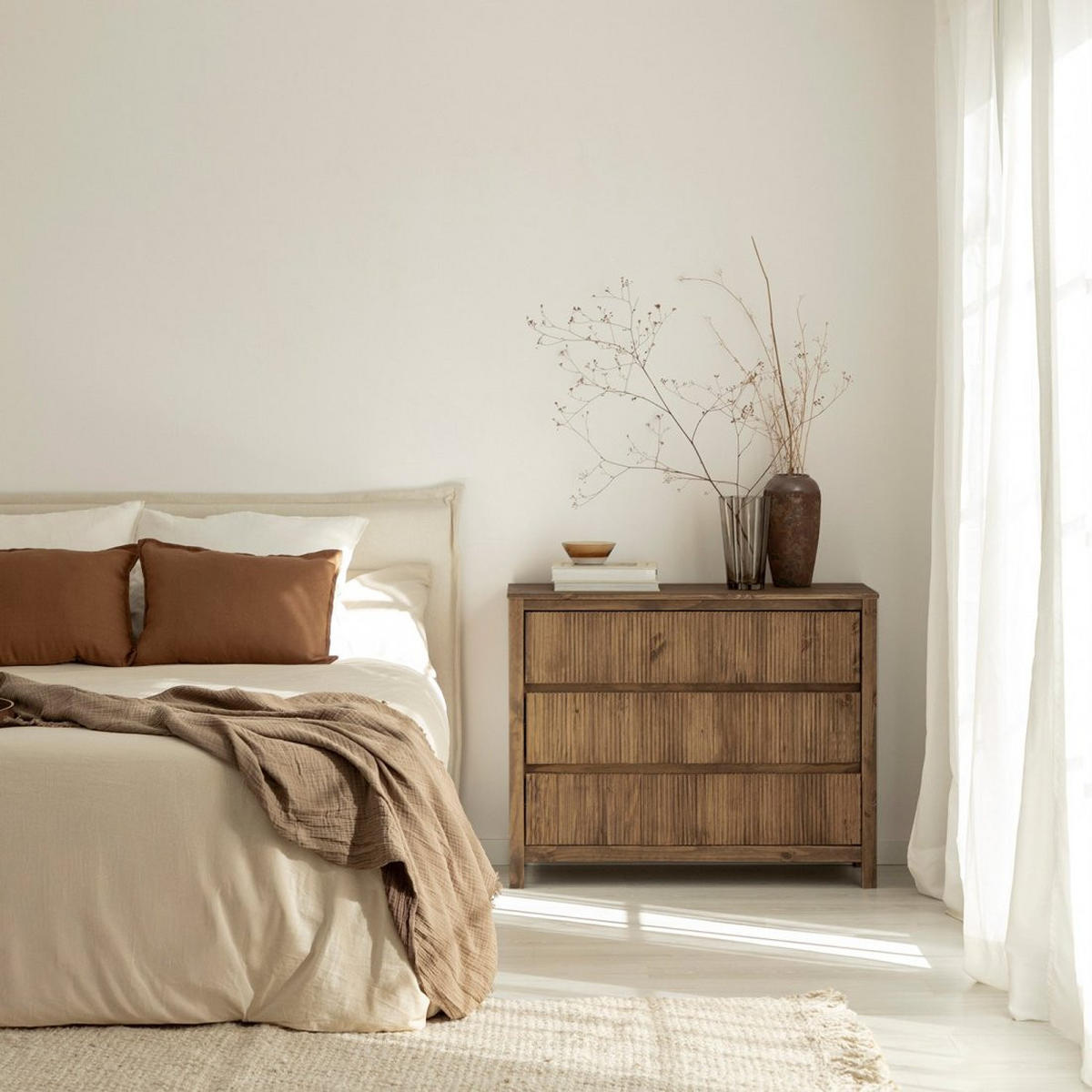 KOMMODE MIT SCHUBLADEN Hanne Natürlich 100 cm x 80 cm - Naturfarben, Holz (100/80/39cm) - Klast Home