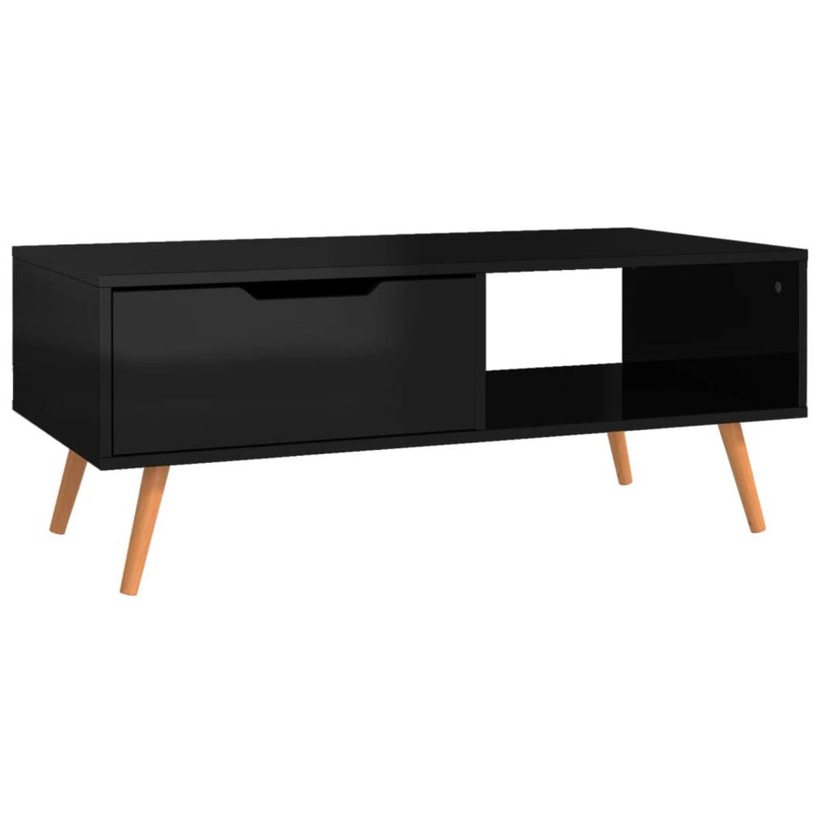 COUCHTISCH Hochglanz-Schwarz 100x49,5x43 cm Holzwerkstoff - Schwarz, Holzwerkstoff (49.5/100/43cm) - furnicato