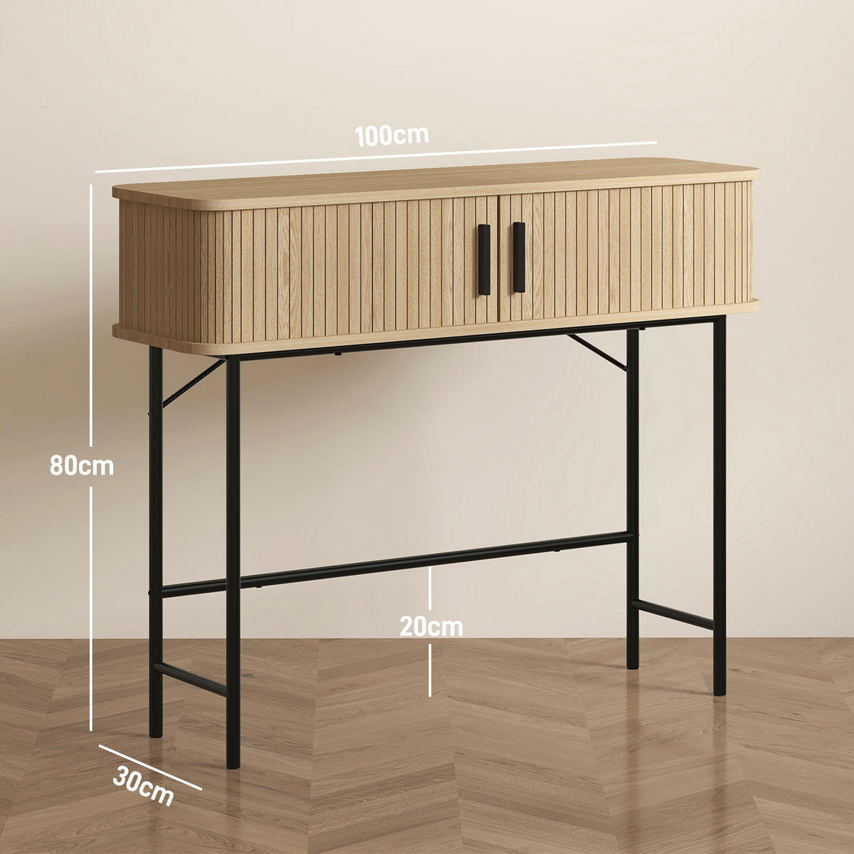 KONSOLENTISCH DE-16787 Eiche & Schwarz - Eichefarben, Holzwerkstoff (100/30/80cm) - ComfortXL