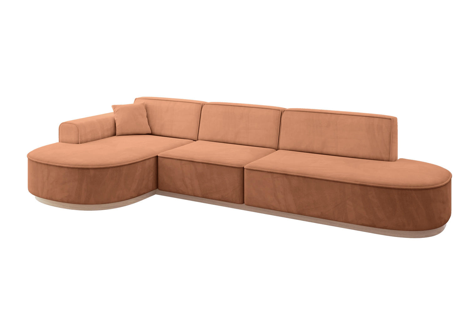 ECKSOFA Ottomane Links MARI-L2-v1 - 328x171x83 cm Orange Velours - Orange, Holzwerkstoff/Textil (328/171cm) - ALTDECOR