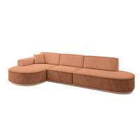 ECKSOFA Ottomane Links MARI-L2-v1 - 328x171x83 cm Orange Velours - Orange, Holzwerkstoff/Textil (328/171cm) - ALTDECOR