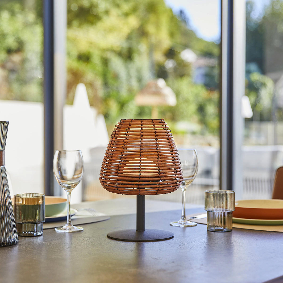 LED-TISCHLAMPE STANDY MINI beige - Beige, Naturmaterialien (19/19/25cm) - Lumisky