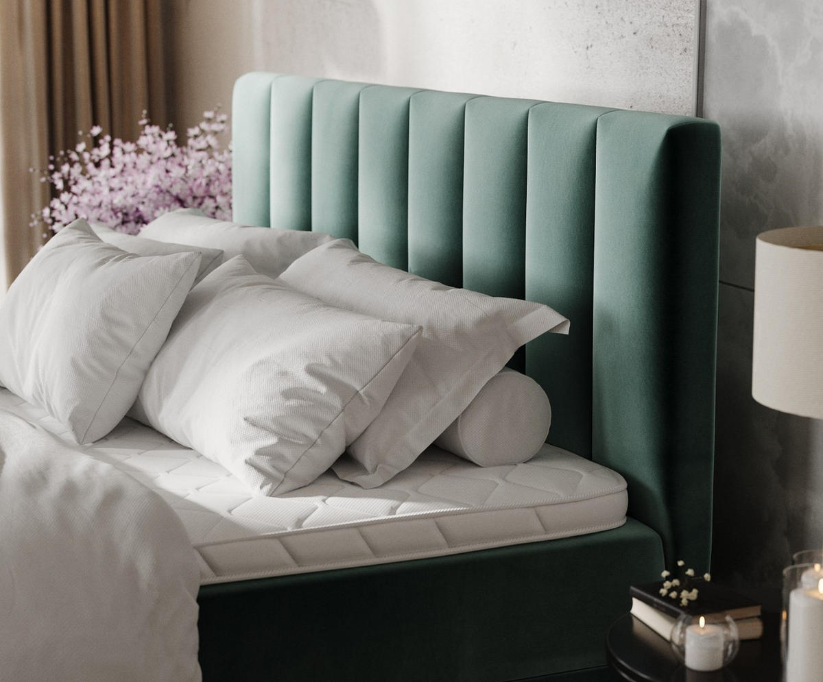 BOXBETT Lusso 200/200 cm Türkis im Kronos Stoff - Türkis/Schwarz, Holz/Holzwerkstoff (200/200cm) - AltaBeds