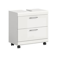 WASCHBECKENUNTERSCHRANK auf Rollen SCOUT (B/H/T: ca. 60/60/34 cm) in Weiß/weiß hochglanz - Weiß, Holzwerkstoff (60/60/34cm)