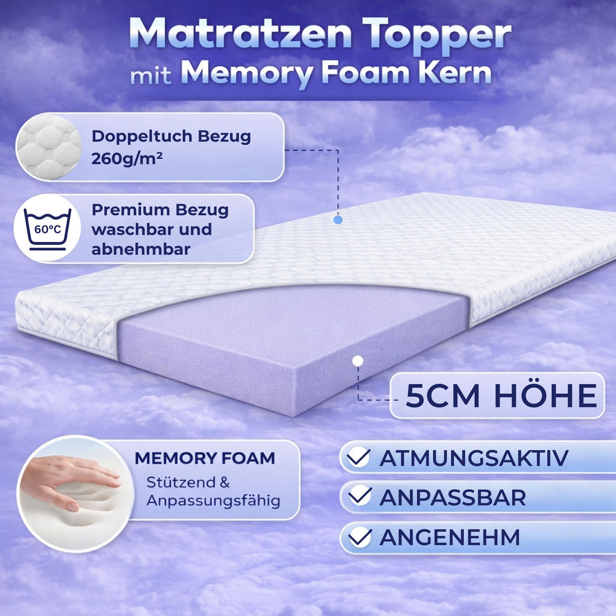 TOPPER Soft 180x200cm - Weiß, Textil (180/200cm) - Arensberger
