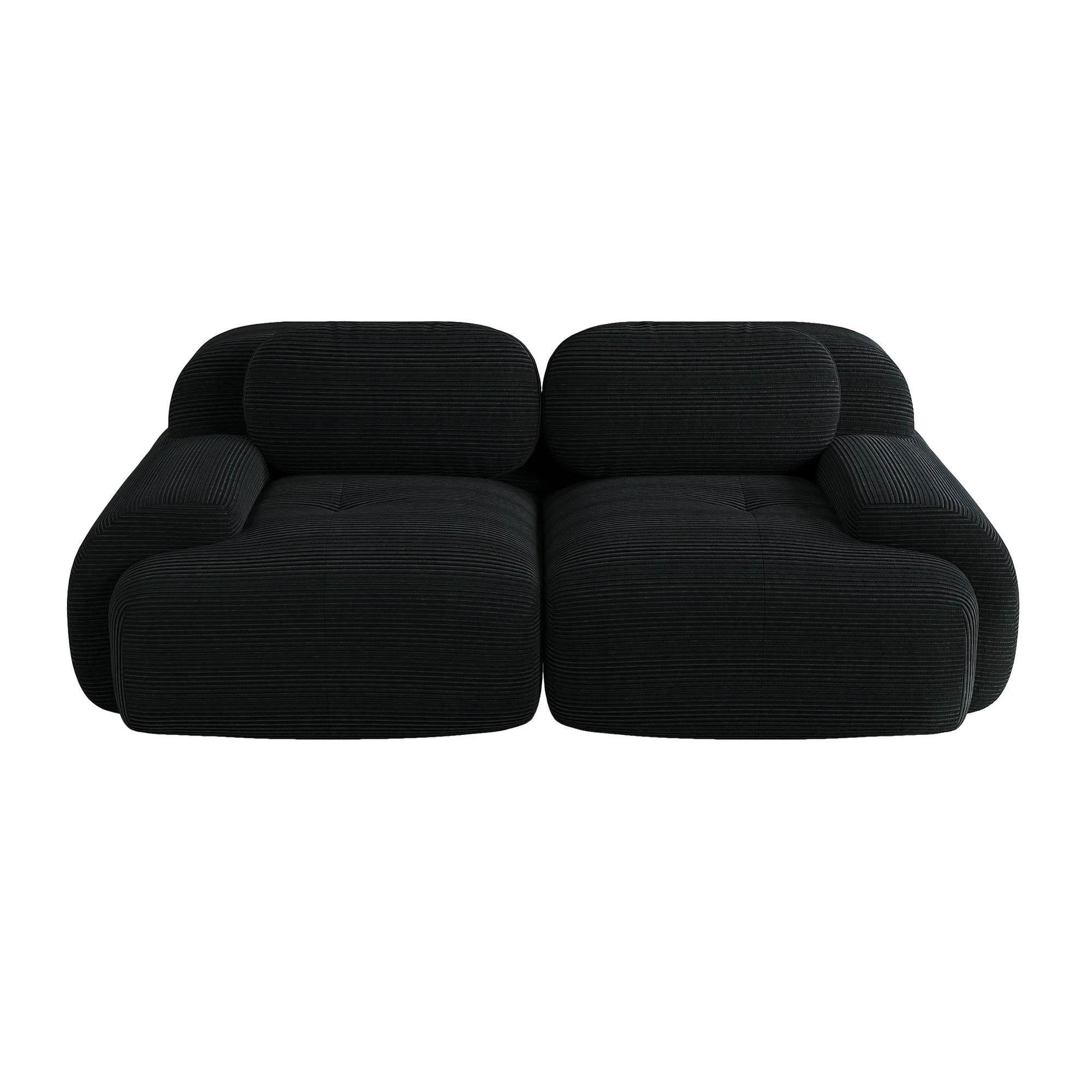 SOFA 2-Sitzer 208/103/75 cm Schwarz - Schwarz, Textil (103/75/208cm)