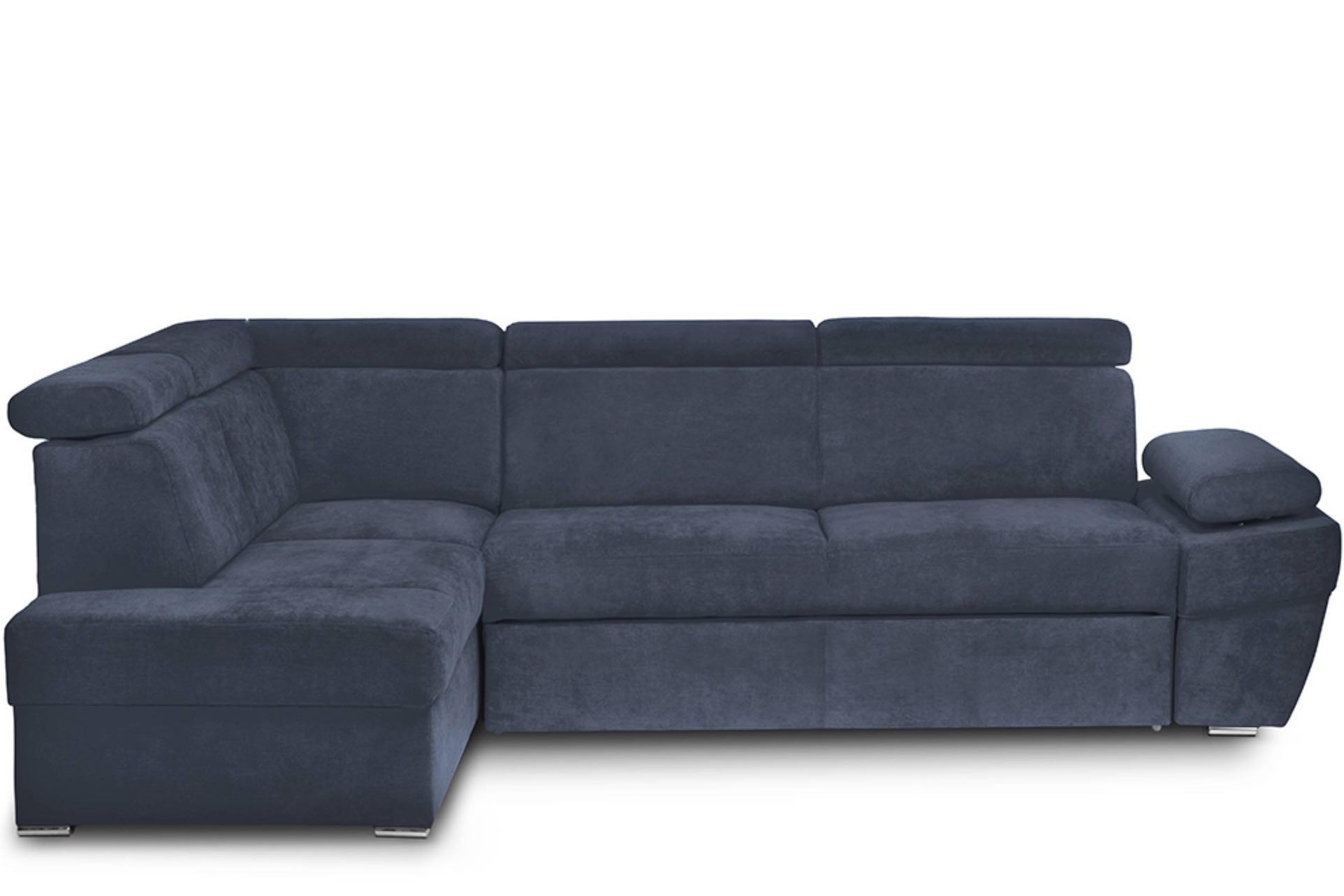 SCHLAFECKSOFA RATLO links 4/5-Sitzer mit Bettkasten, blau - Blau/Silberfarben, Textil (270/190cm) - KONSIMO®