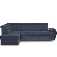 SCHLAFECKSOFA RATLO links 4/5-Sitzer mit Bettkasten, blau - Blau/Silberfarben, Textil (270/190cm) - KONSIMO®