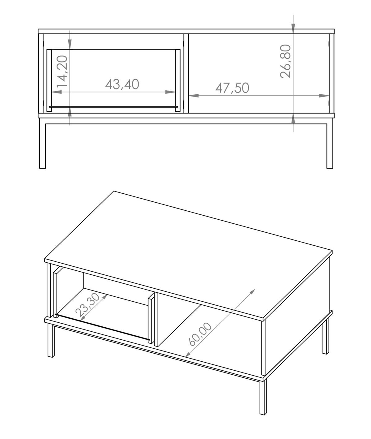COUCHTISCH Queba 1S Schwarz 100/47/60 cm – schwarzer Wohnzimmertisch modern - Schwarz, Holzwerkstoff (60/100/47cm) - AX Living