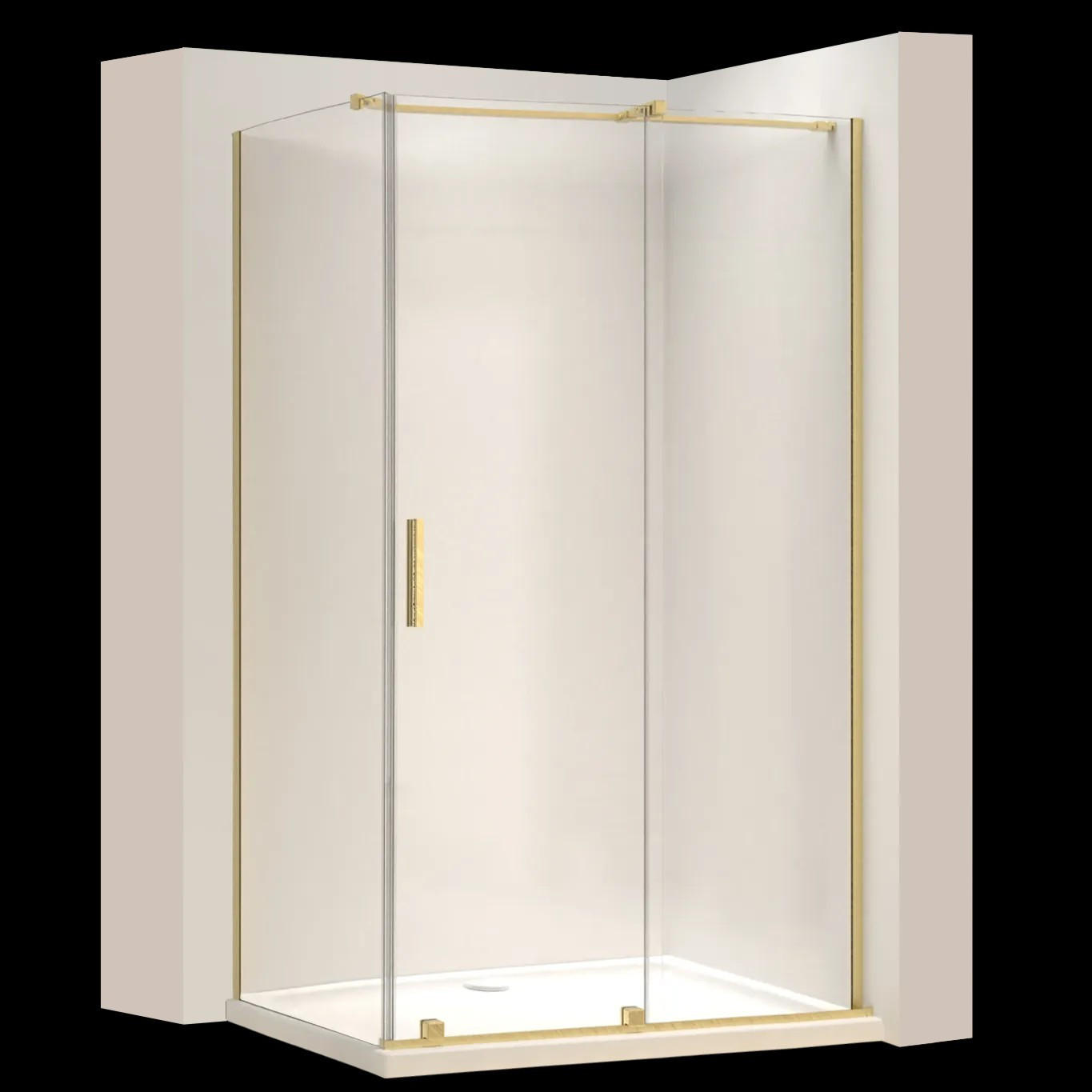 DUSCHKABINE Rea Montana Gold Brush 130x90 - Goldfarben, Glas (130/90/200.5cm) - REA