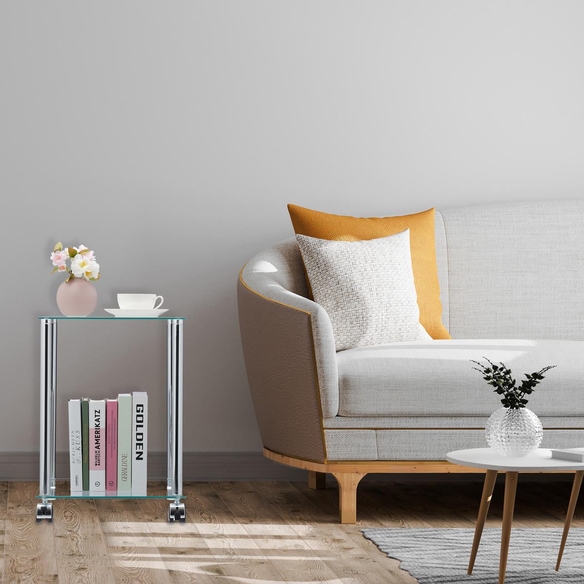 BEISTELLTISCH - Multicolor, Glas/Kunststoff (34/34/46cm) - Relaxdays