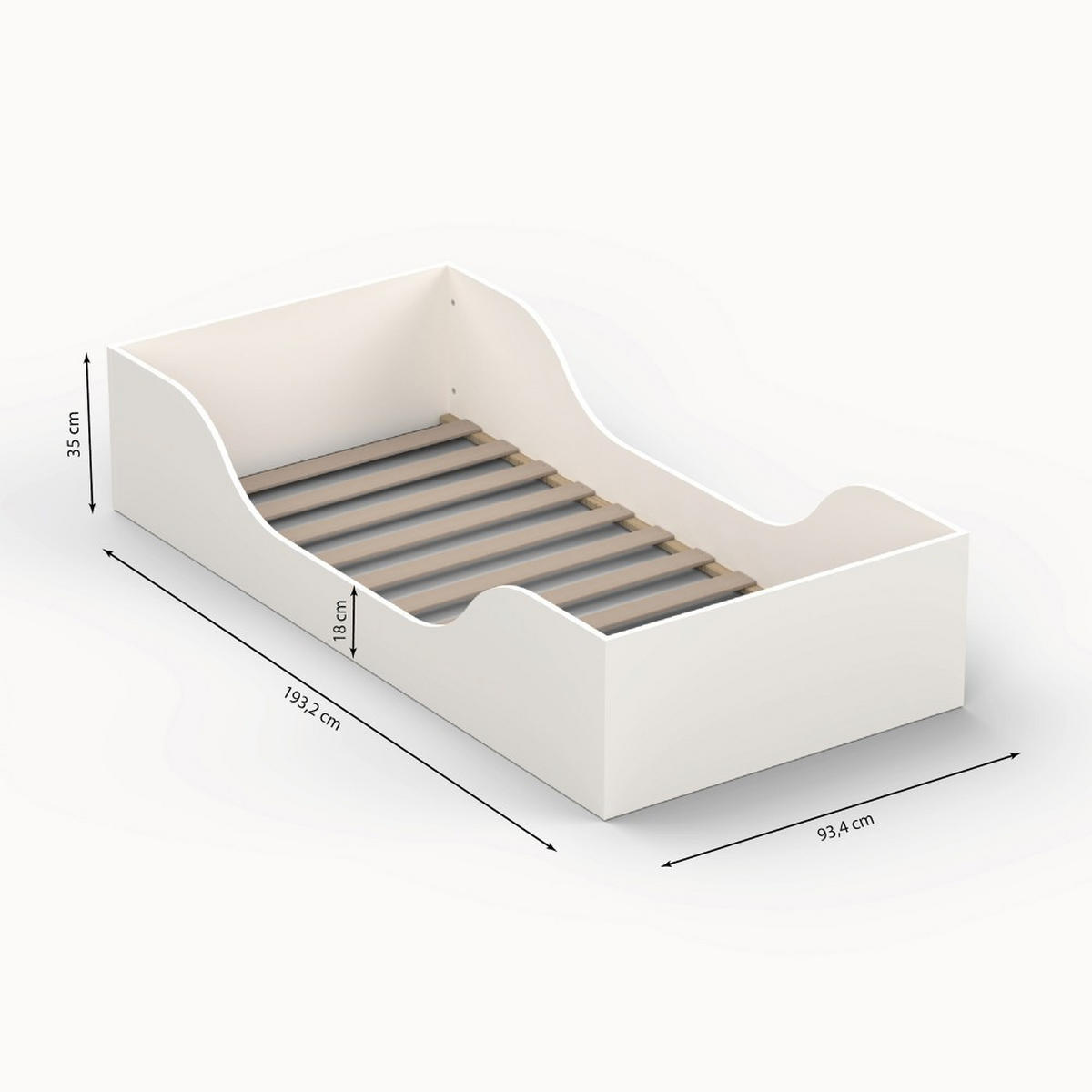 KINDERBETT NOE mit Lattenrost / Kinderbett 90x190 - Weiß - Weiß, Holz (90/190cm) - Weber Industries