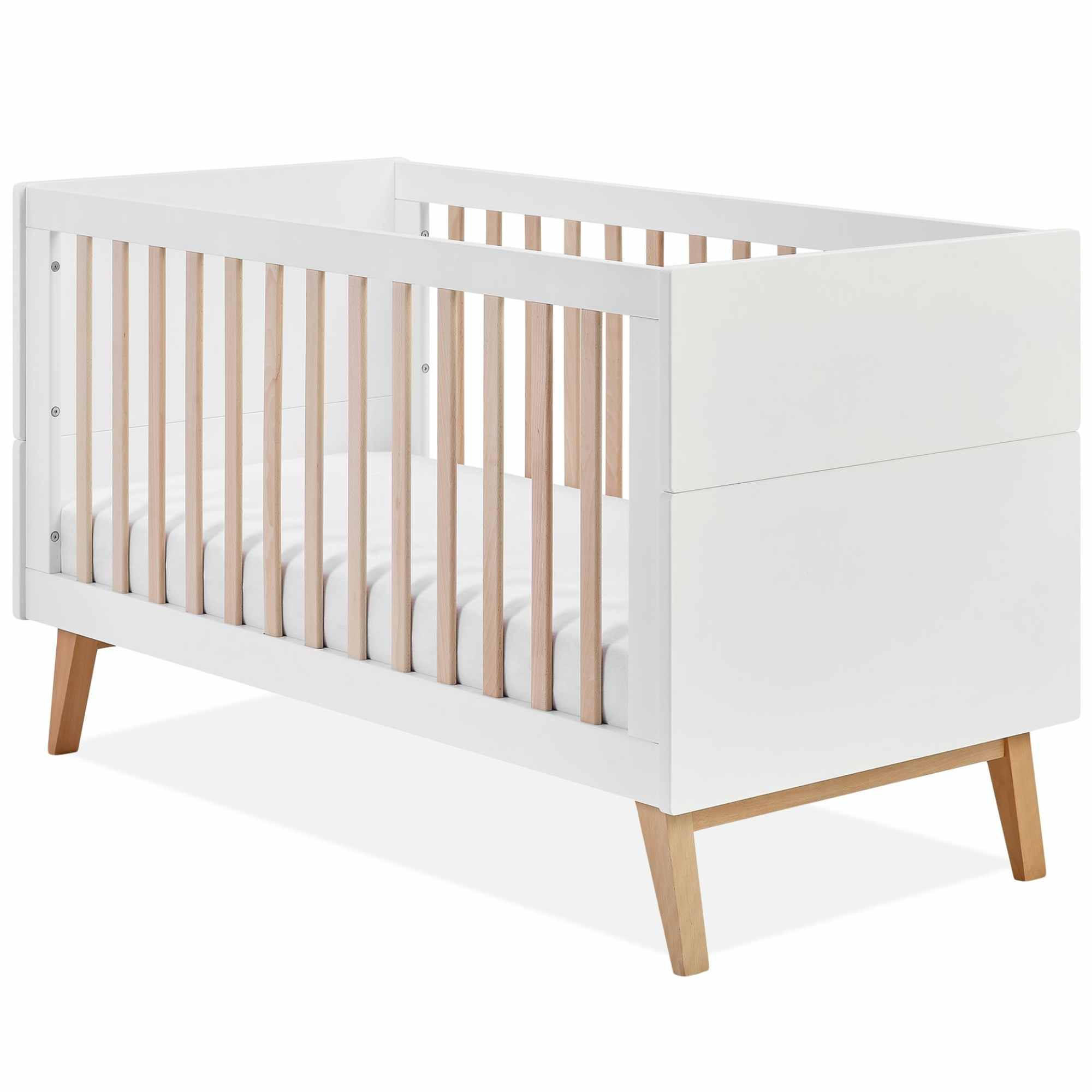GITTERBETT Dambi mit Höhenverstellung - Weiß, Holz (145/76/90cm) - KONSIMO®