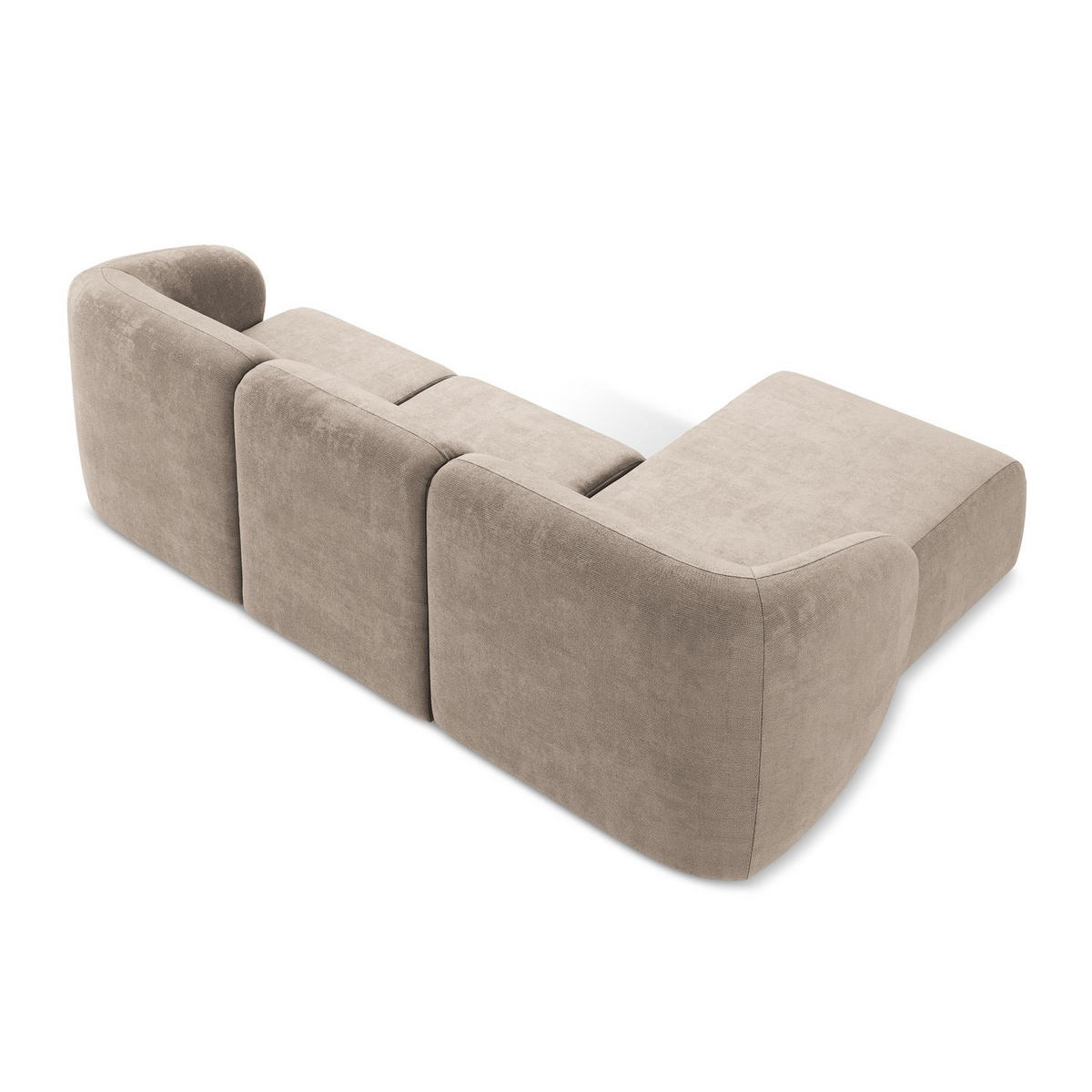 ECKSOFA Links Chenille Stoff Beige - Schwarz/Cappuccino, Holzwerkstoff/Kunststoff (248/166cm) - LaMiaSofa