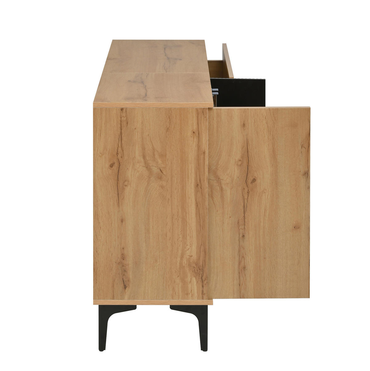 SIDEBOARD aus Spanplatte 120x35x76 cm Natur/Schwarz mit 3 Schubladen - Naturfarben, Holzwerkstoff (120/76/35cm) - IVMEU