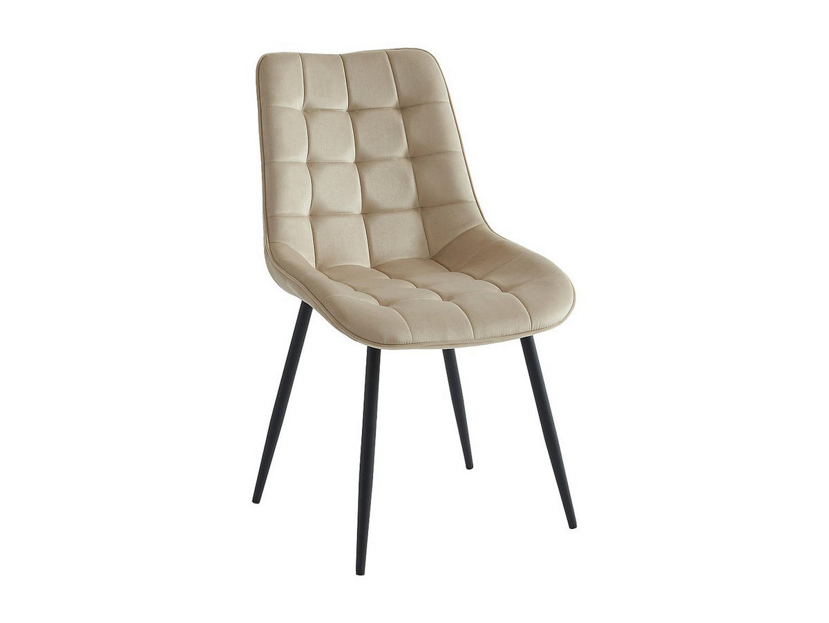 POLSTERSTUHL 6er-Set - Samt & schwarzes Metall - Beige - OLLUA - Beige, Textil (60/87/49.5cm) - Vente-Unique