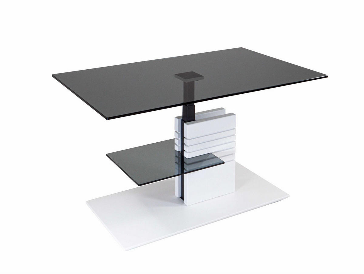 COUCHTISCH höhenverstellbar Cloe 100x47x60 Parsolglas Weiß/Grau - Weiß/Grau, Glas (100/60/60cm) - 58aufmkessel