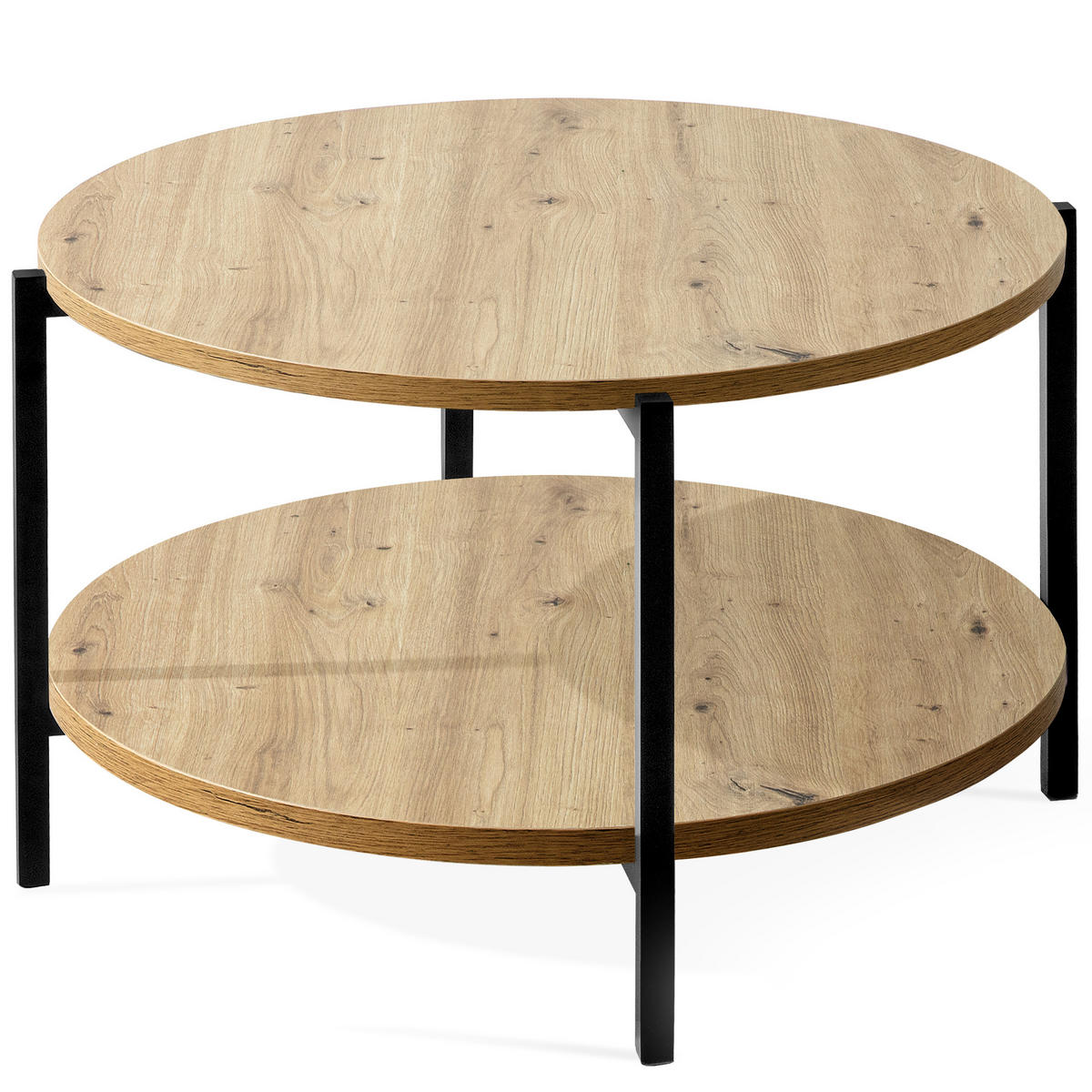COUCHTISCH HEIRO Kaffeetisch - Eiche Artisan, Holzwerkstoff/Metall (69/69/45cm) - KONSIMO®
