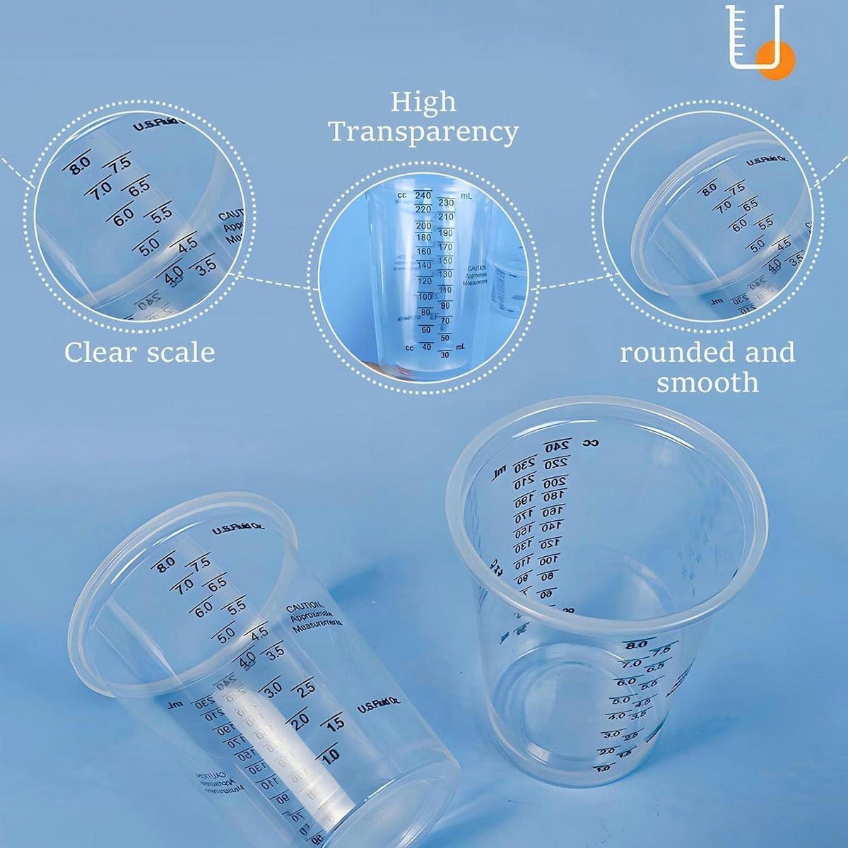 MESSBECHER Set 80 Stück 240 ml mit Skala - Transparent, Kunststoff (0.24L)
