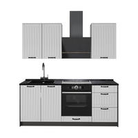 SINGLEKÜCHE Fame-Line, Weiß Landhaus/Anthrazit, 190 cm, AP Anthrazit - Anthrazit/Weiß, Holzwerkstoff (190/206.8/60cm) - Vicco