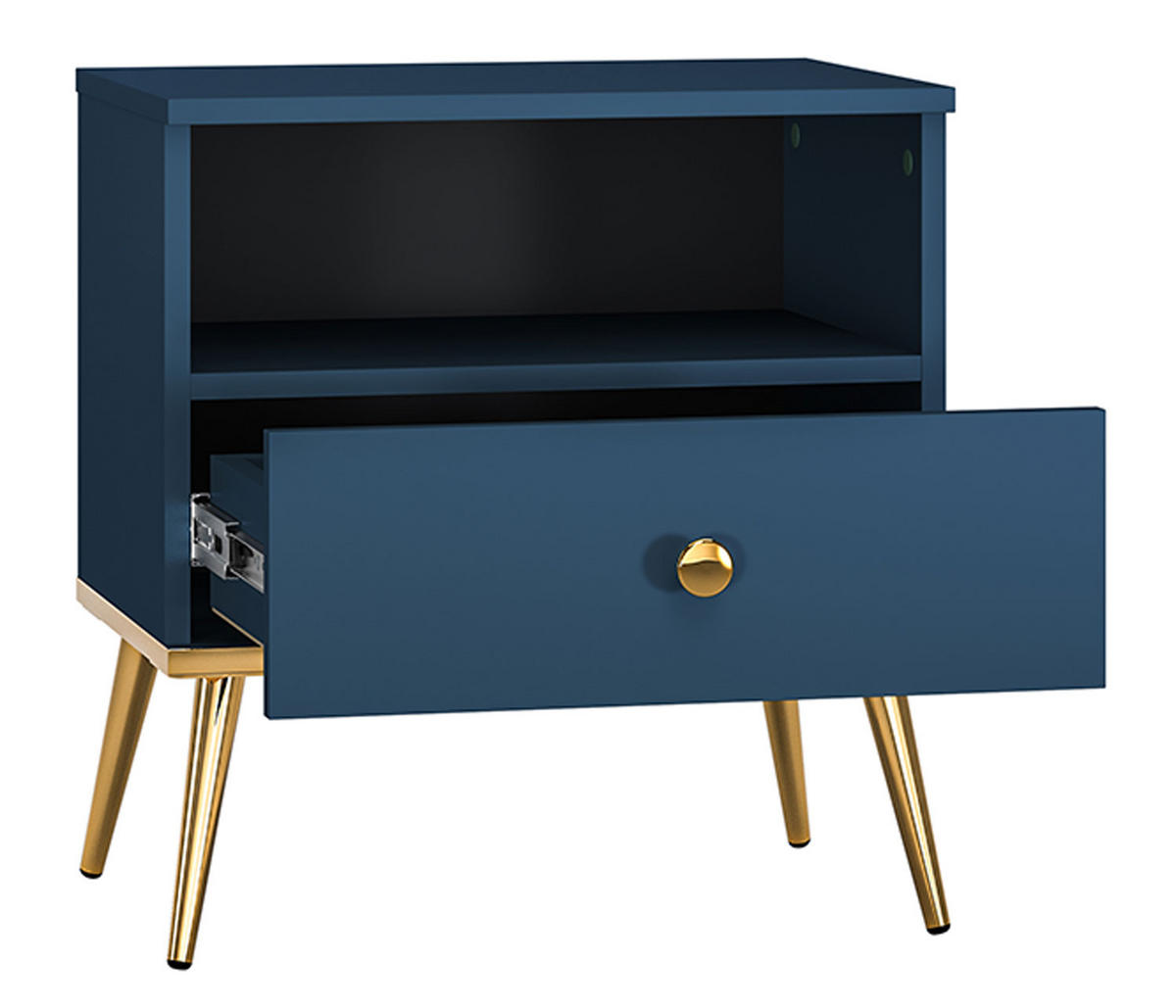NACHTKONSOLE Marine dunkelblau / gold 50 / 34 / 54cm - Blau/Dunkelblau, Holz/Holzwerkstoff (50/54/34cm) - Feldmann-Wohnen
