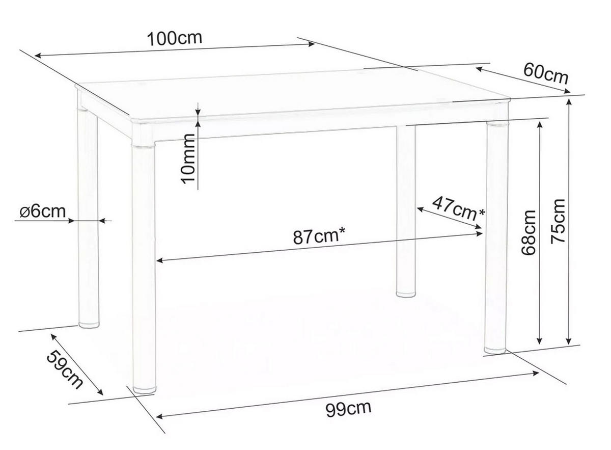 ESSTISCH Galant grau 100 / 60 / 75cm - Grau, Glas/Holz (60/100/75cm) - Feldmann-Wohnen