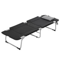 KLAPPBARES CAMPINGBETT Feldbett mit Kissen Schwarz Silber - Schwarz, Metall (66/33/183cm) - ComfortXL
