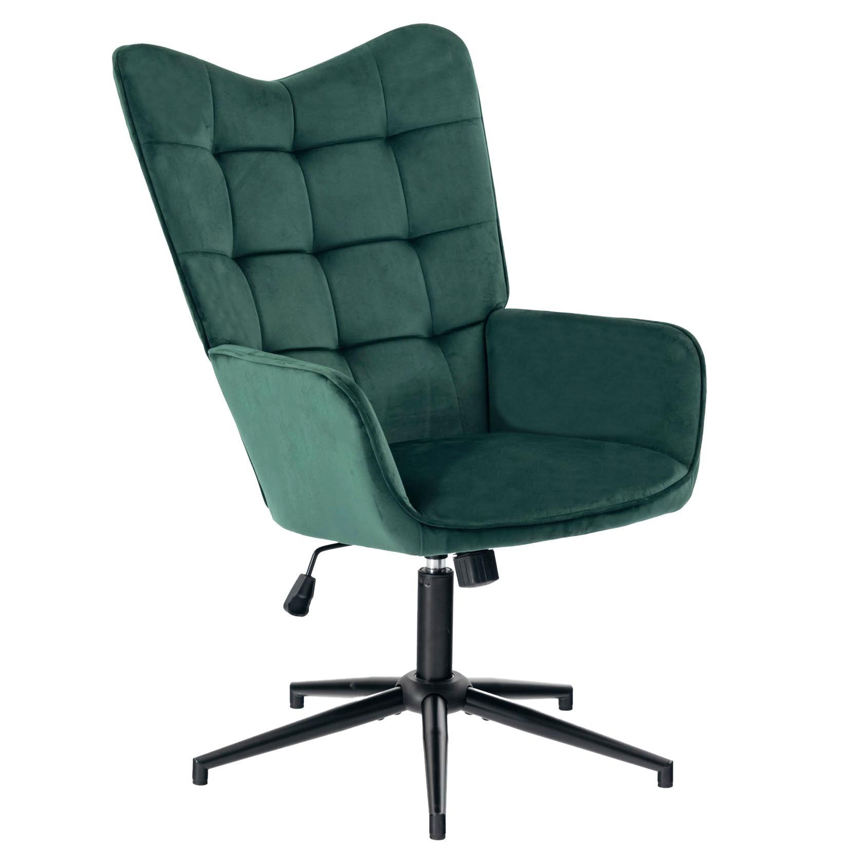 SESSEL höhenverstellbar, Grün Samt - Dunkelgrün/Schwarz, Holz/Textil (70/107/68cm) - Urban Meuble