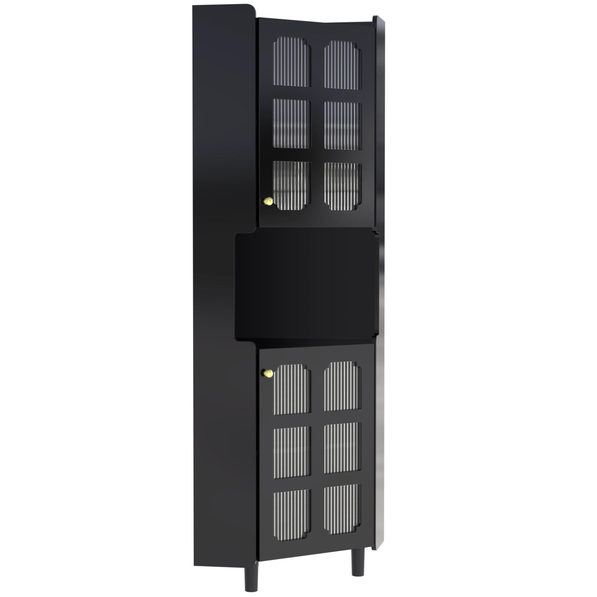 HOCHSCHRANK 63,5/157,5 cm aus MDF mit App-gesteuerter LED-Beleuchtung Schwarz - Schwarz, Holzwerkstoff (63.5/157.5/17cm) - Modenvie