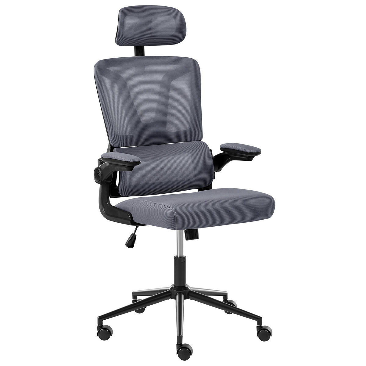 BÜROSTUHL Dunkelgrau Kryos - Dunkelgrau, Textil (64/116/64cm) - Beliani