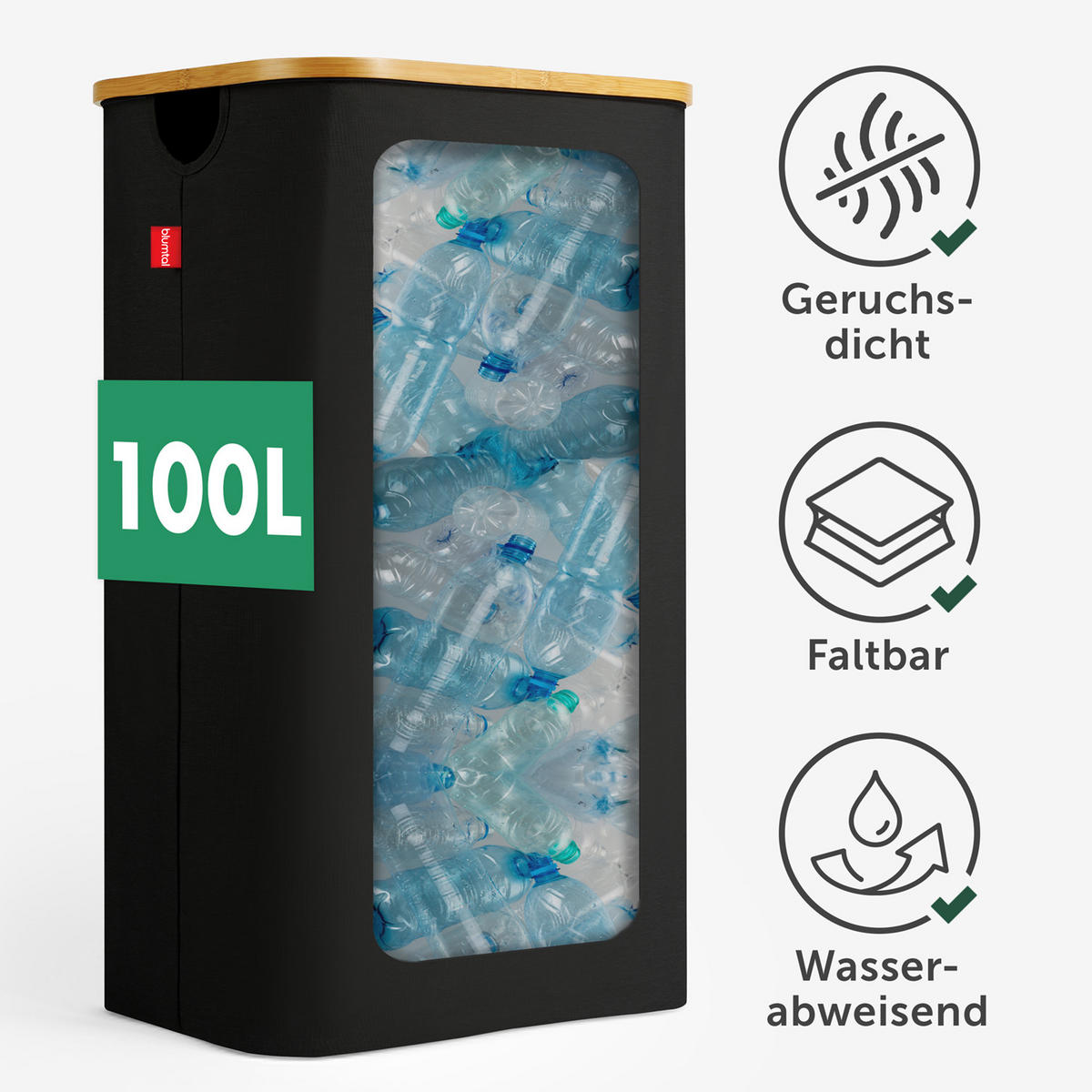 PFANDFLASCHEN-SAMMELBEHÄLTER 100L Schwarz - Schwarz, Kunststoff (34/3/42cm) - Blumtal