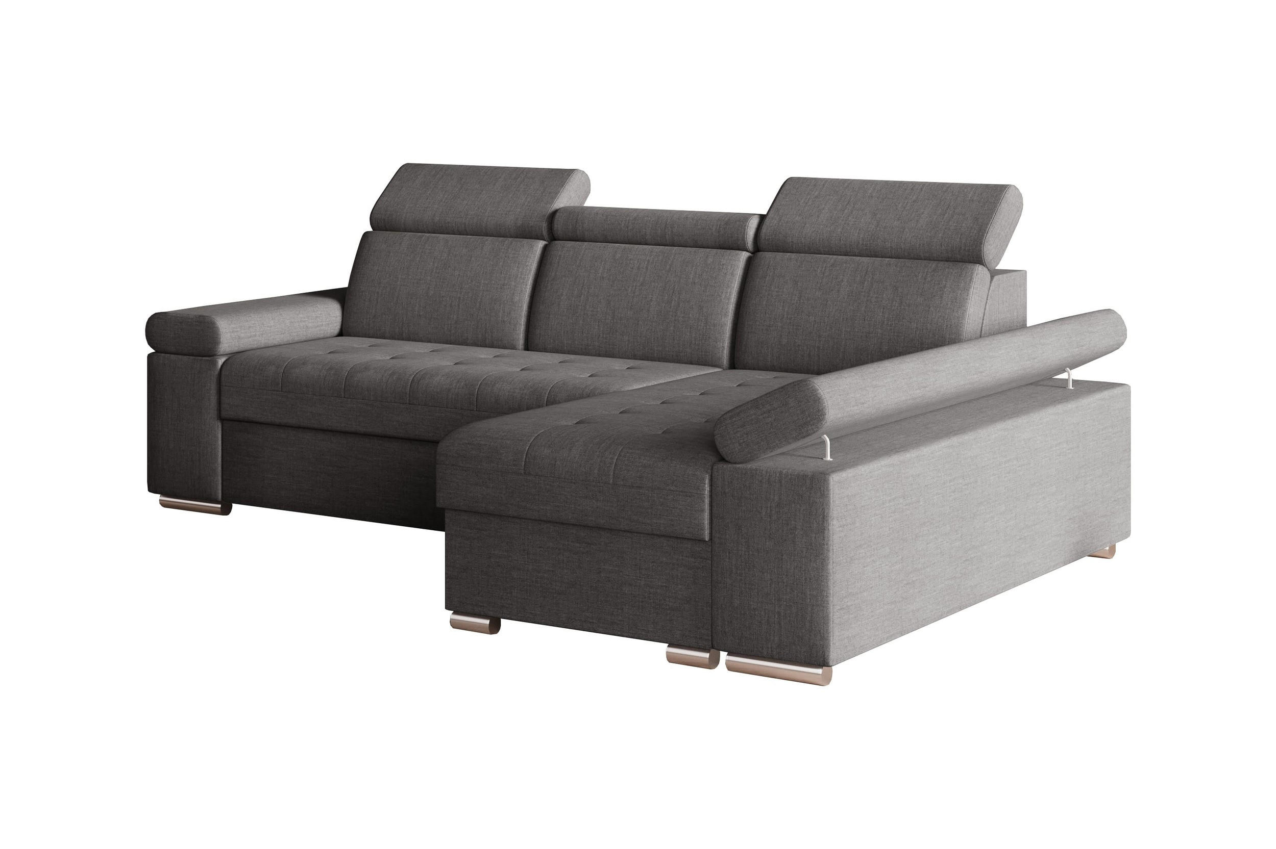 ECKSOFA mit Schlaffunktion Luka L Twist 20 - Grau - Rechts - Silberfarben/Grau, Holzwerkstoff (260/168cm) - Möblo