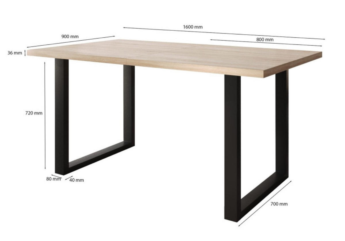 TISCH Sonoma Eiche SOFTI U Nicht Ausziehbar 160x90 cm - Goldfarben/Sonoma Eiche, Holzwerkstoff (90/90/75.6cm) - Sepro Meble