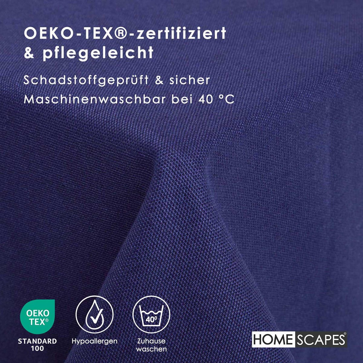 TISCHDECKE dunkelblau 137/228 cm, 100% Baumwolle - Dunkelblau, Textil (137/228cm) - Homescapes
