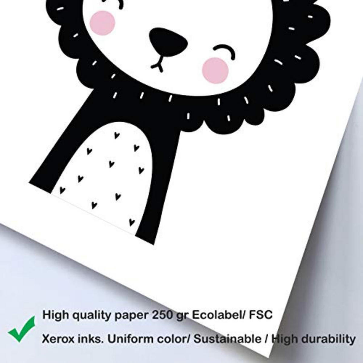 POSTER Set mit 4 Rundedanimals schwarz und weiß A3 Rahmenlos - Klar, Papier (29.7/3cm) - Nacnic