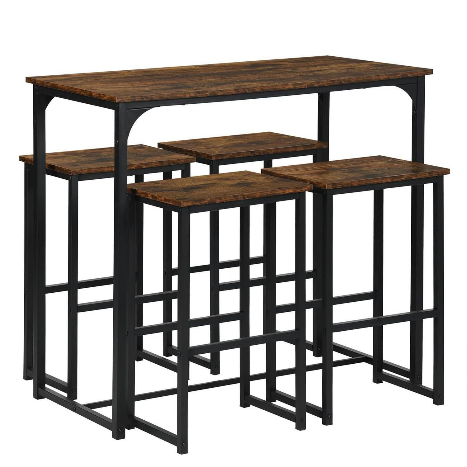 BARTISCH Set mit 4 Hockern, Industriestil, Vintage-Braun - Braun, Holzwerkstoff (50/90/100cm)