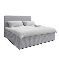 BOXBETT SEVDAYLA 140x200 cm mit Bettkasten und Matratze - Hellgrau - Hellgrau/Schwarz, Holz/Holzwerkstoff (140/200cm) - AX Living