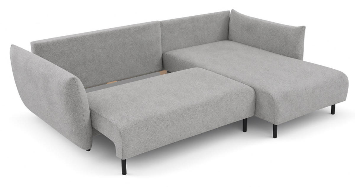 ECKSOFA Silber DELI Mit Schlaffunktion Auf Füßen Rechts - Hellgrau/Grau, Textil (171/257cm) - Sepro Meble
