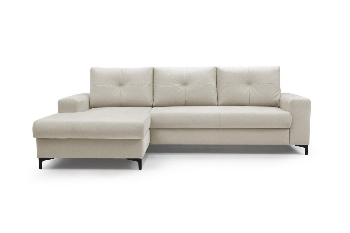 ECKSOFA AVRA L-förmig, mit Stauraumbehälter-in RINO-Stoff, Komfort & Eleganz, lose Rückenkissen, freistehend, LINKS 165x251x85 cm Beige - Beige, Holz/Textil (165/251cm) - DomoHome