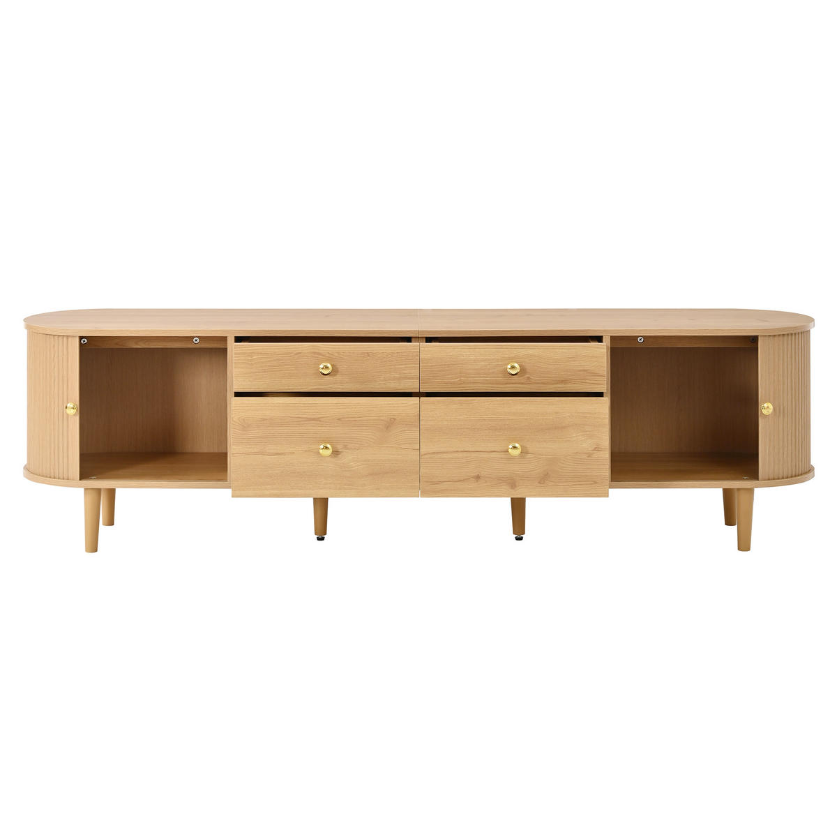 TV-SCHRANK 180/35/50 cm Walnussholzfarbe mit Schiebetür und 4 Schubladen - Nussbaumfarben, Holz/Holzwerkstoff (180/50/35cm) - Oxeza