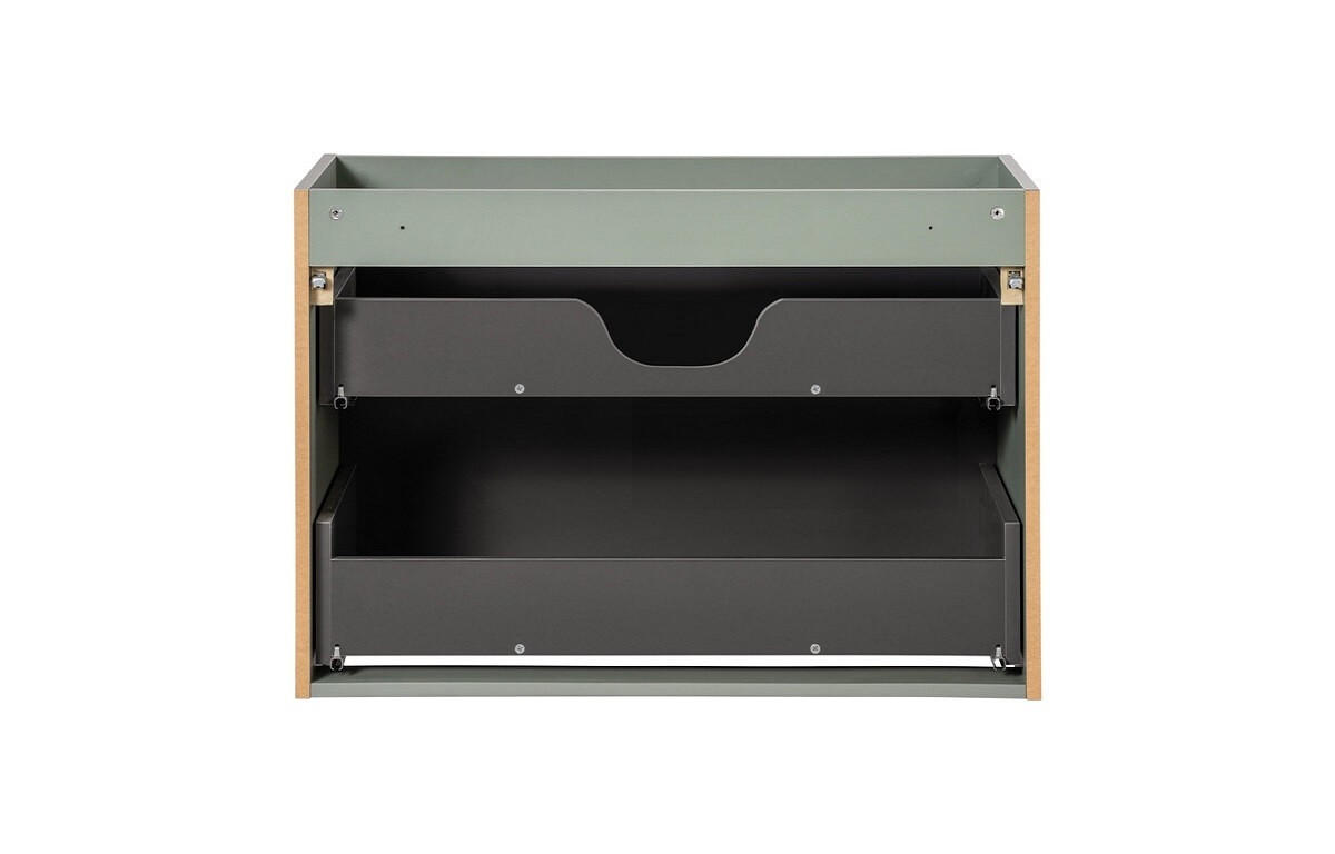 WASCHTISCHUNTERSCHRANK 80 cm 2 Teile - Line Reed Green L BM94 in Schilfgrün/ Evoke Eiche - Eiche Artisan/Grün, Holz (80/57/40cm)