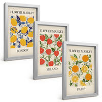 BILDER SET 3er Set - 20x30 cm Silberner Rahmen - Blumenplakate in Städten - Silberfarben, Kunststoff (20/30cm) - TULUP