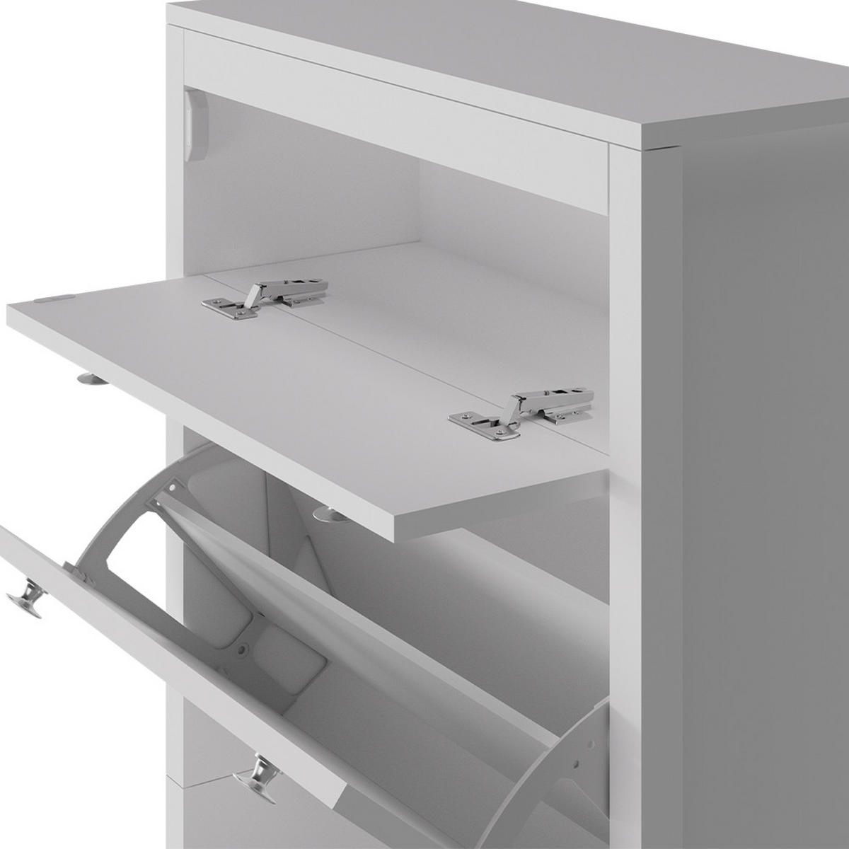 SCHUHSCHRANK Aron Weiß 60 x 153 cm , 3 Fächer - Weiß, Holzwerkstoff (60/153/23.5cm) - Vicco
