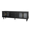 TV-SCHRANK in Schwarz mit geriffeltem Glas und Push-to-Open Funktion 175/38/55.5 cm - Schwarz, Holzwerkstoff (177/55.5/38cm) - Redom