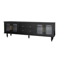 TV-SCHRANK in Schwarz mit geriffeltem Glas und Push-to-Open Funktion 175/38/55.5 cm - Schwarz, Holzwerkstoff (177/55.5/38cm) - Redom