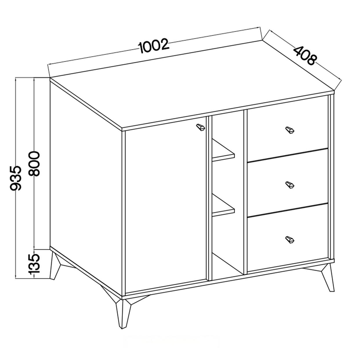 KOMMODE FLOREN, Creme/Gold - Creme, Holzwerkstoff/Metall (100.2/93.5/40.8cm) - KONSIMO®