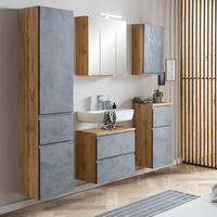 BADMÖBEL-SET 5-TLG. Vasto-03 - Grau, Holzwerkstoff (170/200/35cm) - Lomado