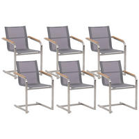 GARTENSTUHL 6er-Set Edelstahl grau Cosoleto - Grau, Metall (56/85/55cm) - Beliani